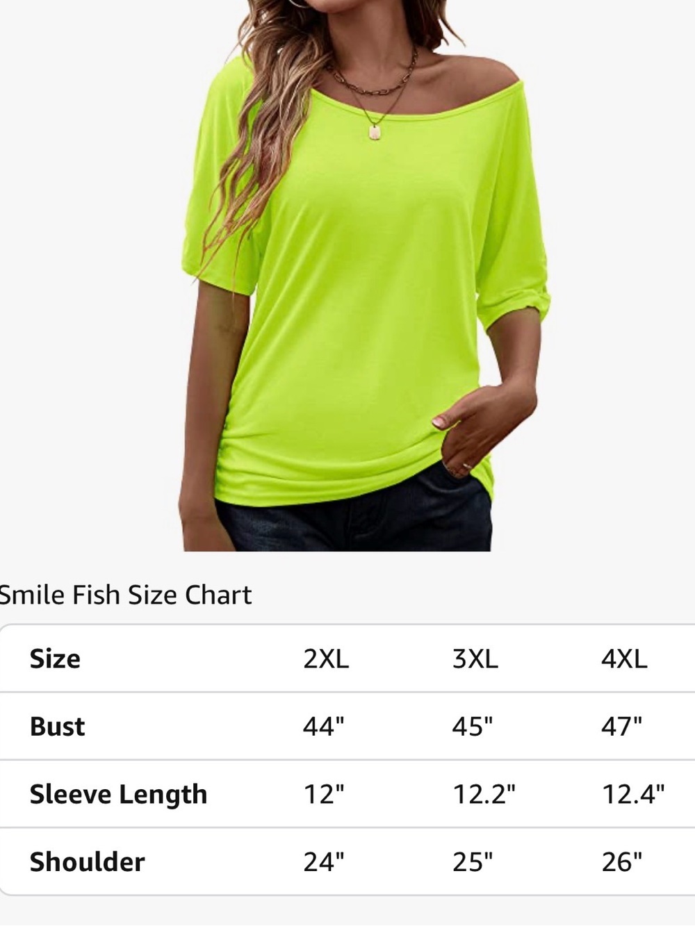 Neon Green Off-Shoulder Women's Top -Size 3X - Picture 3 of 6